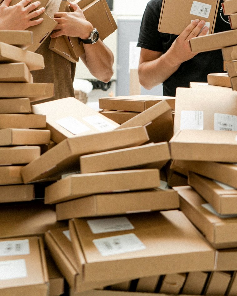 Packing and labeling orders by hand